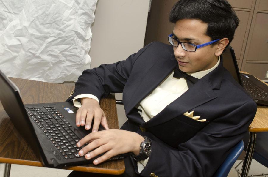 Junior Thabit Pulak prepares for a debate competition in early November. Pulak was elected as next years senior class president. Talon photo by Christina Cantu