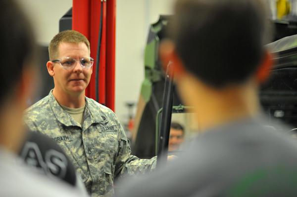 Army Recruiters Visit Auto Shop Class
