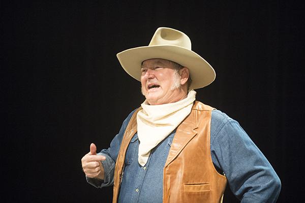 John Wayne impersonator Jack Edmondson performs in front of Technical Theatre and Theatre students. Photo by Brielle Bishop