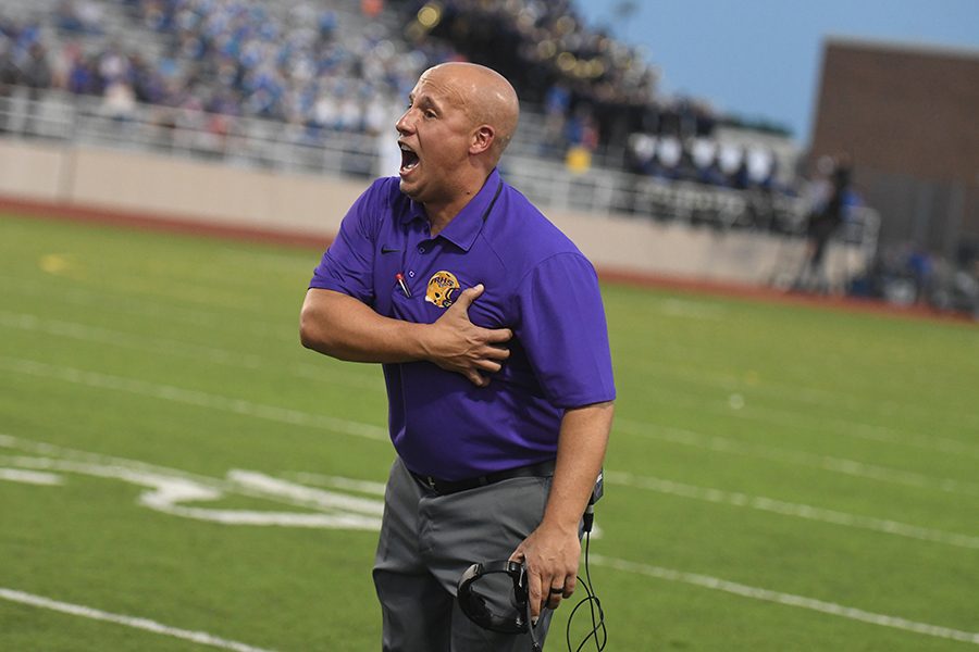 After coaching in four different cities, Athletic Coordinator and Head Football Coach Greg Pels found a home at RHS this year. Photo by Chad Byrd