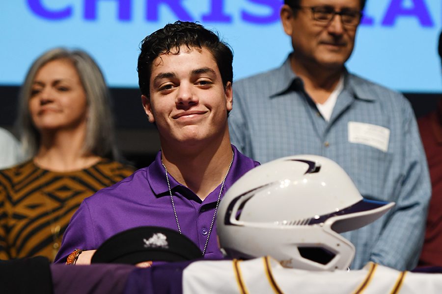 Senior Esteban Cardoza signed to play baseball at Texas Christian University in the fall at a ceremony with eight other seniors on Wednesday. Photo by Chad Byrd