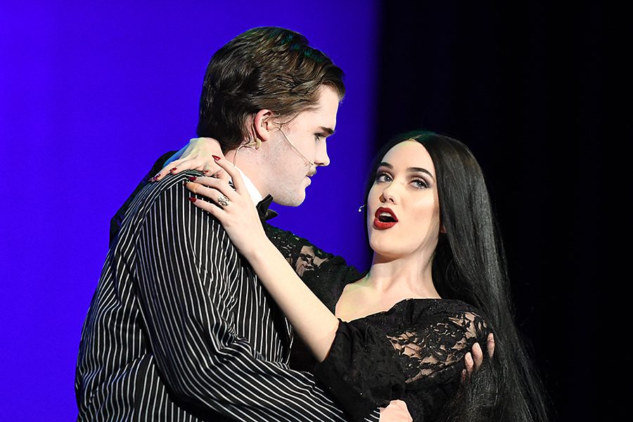 Seniors Nathan May and Julia Butcher play Gomez and Morticia Addams during the annual school musical The Addams Family Febuary 1-4. Photo by Chad Byrd