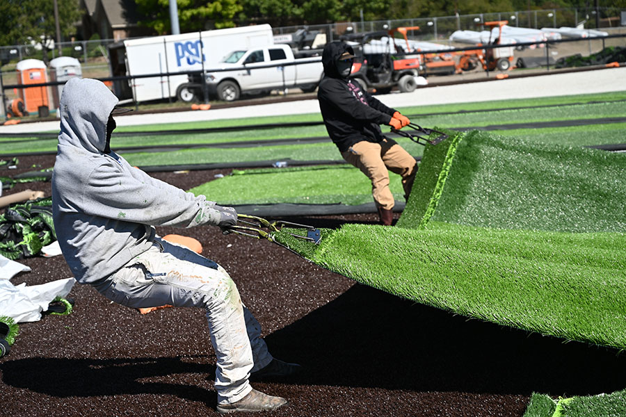 The full renovation from tearing up the grass field completely to replacing it with a turf field, the total cost wound up to one million dollars.

"They are expensive but at the same time, eventually, they pay for themselves because we no longer have to use manpower to groom fields and maintain the fields," Slovak said. "We don't have to worry about having to hire people to maintain them over time, taking a lot of pressure off our maintenance and operations department." Photo credit: Jana Pulak