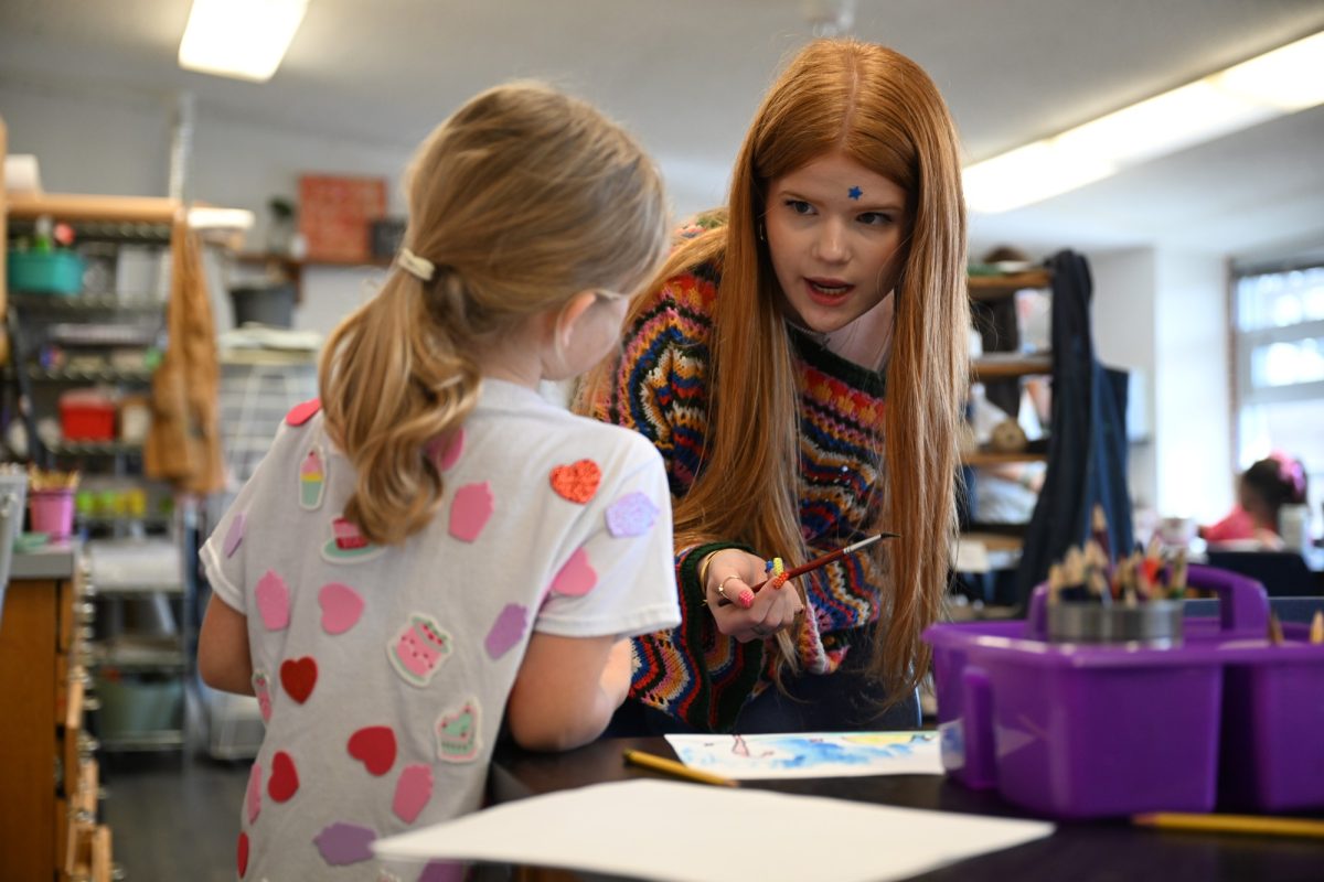 Junior Olivia Jackson helps Arapaho Classic Magnet Elementary student Emily Webb blend colors on her painting during their art class. 33 Teaching Internship students advanced to the state level at the Texas Association of Future Educators Area 11 competition, making it the highest number in program history. Next up is the TAFE state conference from Feburary 26 through 28 in Dallas. “This is the highest year I’ve ever had that many students advanced to state,” Reese said. “These kids this year were really, really determined to make it to state.” Talon photo by Ray Brosnahan